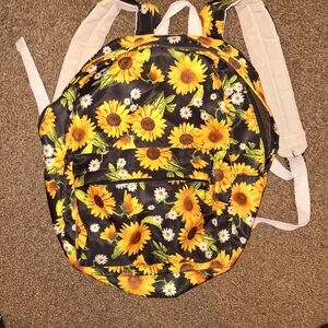 Sunflower Print Backpack Medium with Pockets